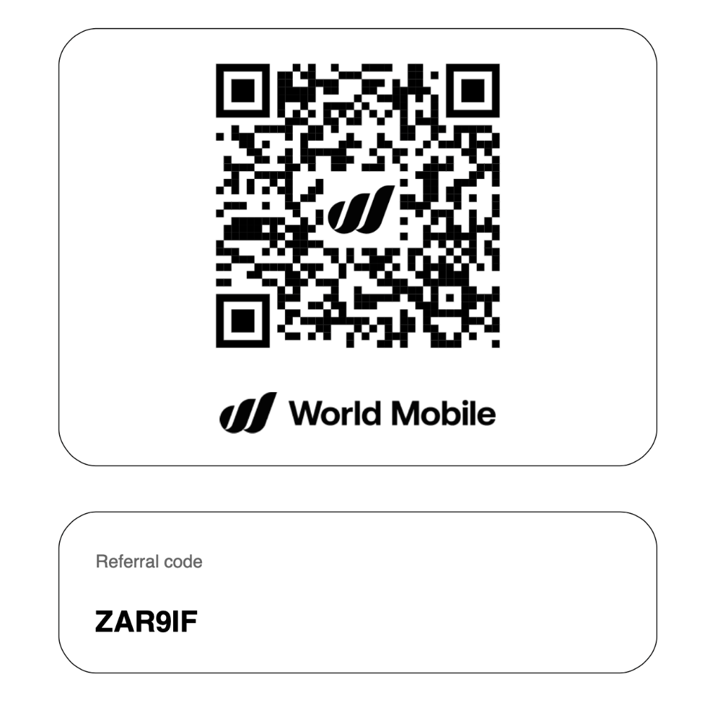 World Mobile Referral QR Code Card ZAR9IF